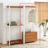 Hectarul - Raft tip dressing cu cadru metalic alb si blat MDF melaminat 15 mm grosime, maro stejar, 80x40x200 cm, Alba HARO